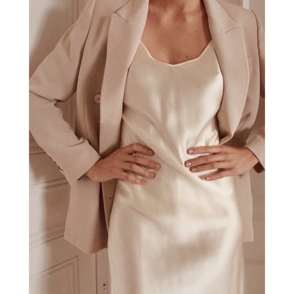 Haute Hippie 100% Silk Beige Rose Cream Blazer - Picture 2 of 8
